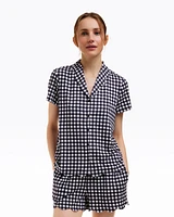 Scallop Sara Pajama Set Navy Gingham