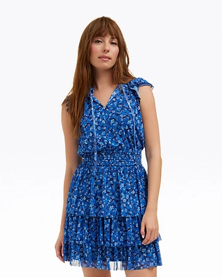 Alana Tiered Dress Blue Scattered Ditsy