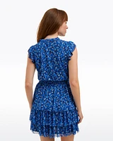 Alana Tiered Dress Blue Scattered Ditsy