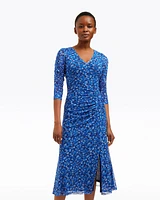 Selena V-Neck Midi Dress Blue Scattered Ditsy