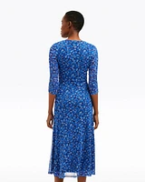 Selena V-Neck Midi Dress Blue Scattered Ditsy
