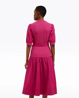 Celeste Mixed Media Dress Raspberry Pink