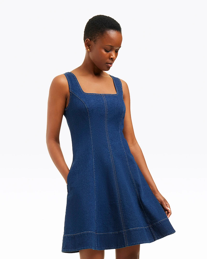 Millie Scoop Neck Mini Dress Denim