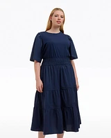 Cleo Mixed Media Midi Dress Navy