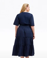 Cleo Mixed Media Midi Dress Navy