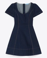 Faith Love Circle Mini Dress Dark Wash