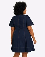 Faith Love Circle Mini Dress Dark Wash