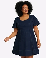 Faith Love Circle Mini Dress Dark Wash