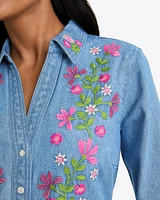 Cecilia Embroidered Shirtdress Denim