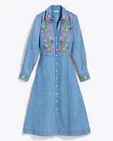 Cecilia Embroidered Shirtdress Denim
