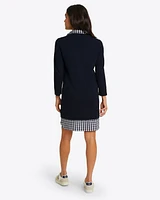 Wool and Cotton Combo Sweaterdress Navy