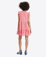 Connie Flutter Sleeve Dress Poppy Red Gingham