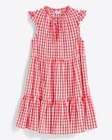 Connie Flutter Sleeve Dress Poppy Red Gingham