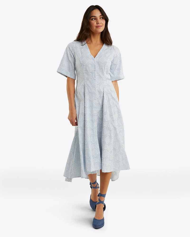 Erin Short Sleeve Dress Textured Stripe