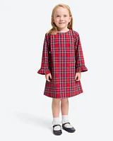 Girls Ruffle Shift Dress Angie Plaid