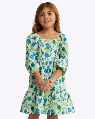 Girls Smocked Long Sleeve Dress Linen