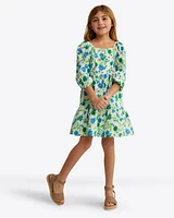 Girls Smocked Long Sleeve Dress Linen