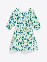 Girls Smocked Long Sleeve Dress Linen