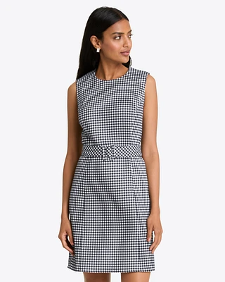 Sadie Belted Shift Dress Textured Gingham