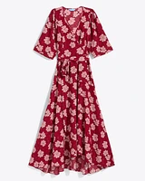 Fiona Wrap Midi Dress Lurex Crepe
