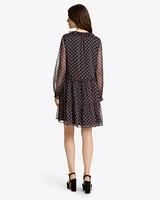 Lorrie Long-Sleeve Dress Crinkle Chiffon
