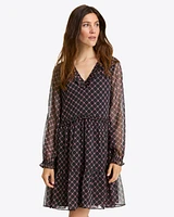Lorrie Long-Sleeve Dress Crinkle Chiffon