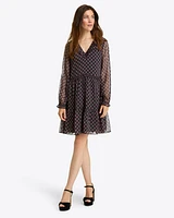 Lorrie Long-Sleeve Dress Crinkle Chiffon