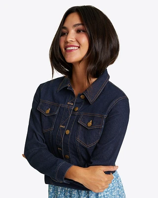 Cropped Jacket Dark Wash