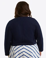Collarless Jacket Stretch Denim