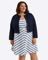 Collarless Jacket Stretch Denim