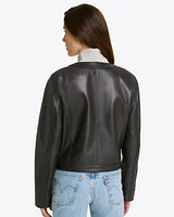 Leather Collarless Jacket