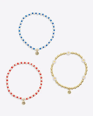 Red, White & Blue Stretch Bracelet Trio