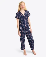 Linda Short Sleeve Pajama Set Navy Hearts