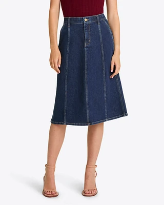 Denim Seamed Skirt