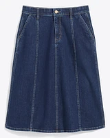 Denim Seamed Skirt