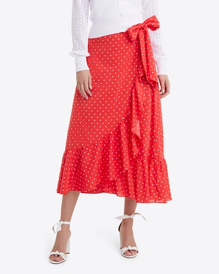 Ruffled Wrap Skirt Red Polka Dot