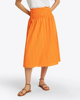 Smocked Waist Midi Skirt Marigold Dobby Stripe