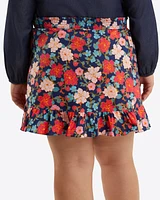 Ruffle Wrap Skirt Stretch Poplin