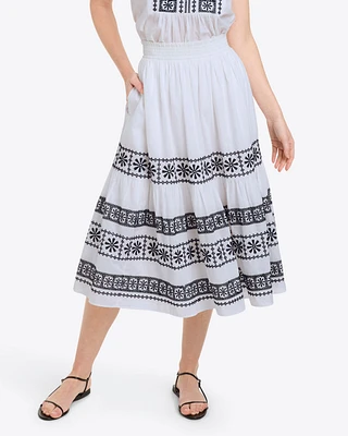 Midi Skirt Embroidered Cotton