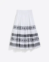 Midi Skirt Embroidered Cotton