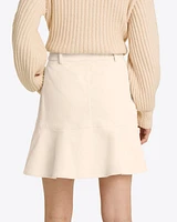 Peplum Mini Skirt Stretch Corduroy