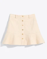 Peplum Mini Skirt Stretch Corduroy