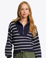 Striped Quarter Zip Sweater Mariner Stripe