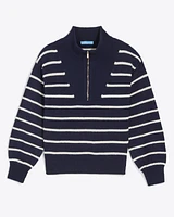 Striped Quarter Zip Sweater Mariner Stripe