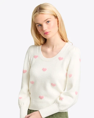 Puff Sleeve Heart Sweater