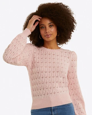 Puff Sleeve Sweater Pointelle