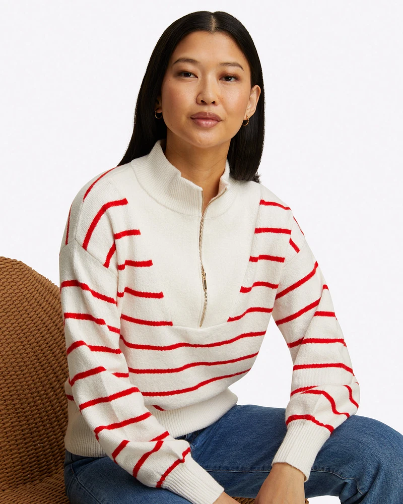 Striped Quarter Zip Sweater Mariner Stripe