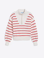 Striped Quarter Zip Sweater Mariner Stripe