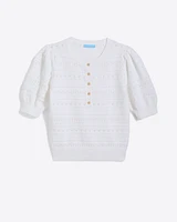 Annabelle Short-Sleeve Sweater White Pointelle