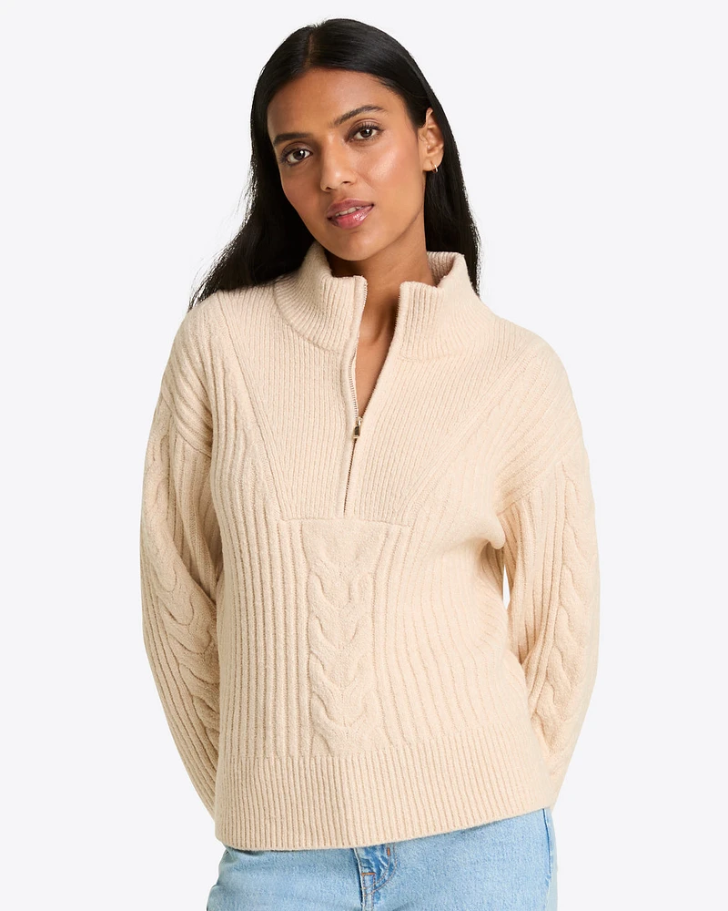 Quarter Zip Cableknit Sweater